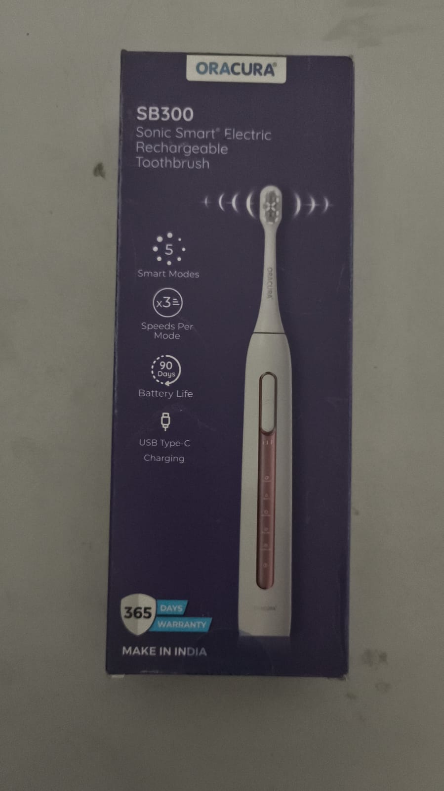 WhatsApp Image 2026-03-14 at 4.14.25 PM Oracura SB300 Sonic Smart Electric Toothbrush (Rechargeable, 5 Modes, USB Type-C) - Image 1